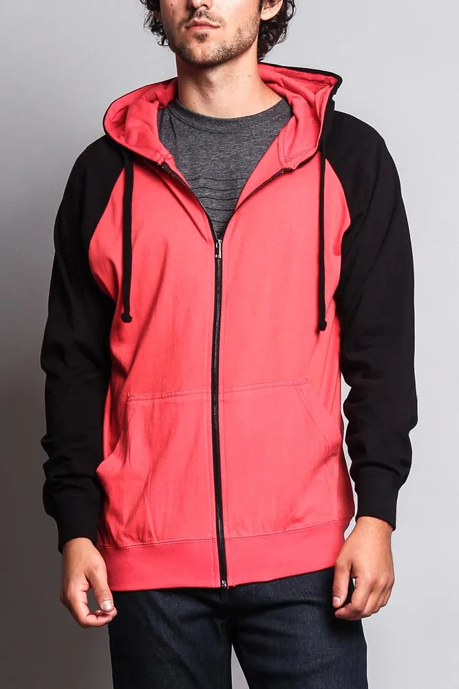 Men's Contrasting Zip Up Hoodie
