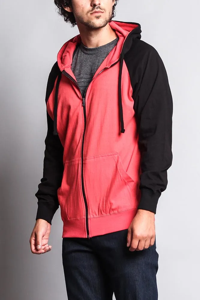 Men's Contrasting Zip Up Hoodie