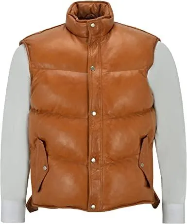Men’s Lamb Puffer Leather Waistcoat