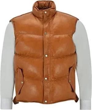 Men’s Lamb Puffer Leather Waistcoat