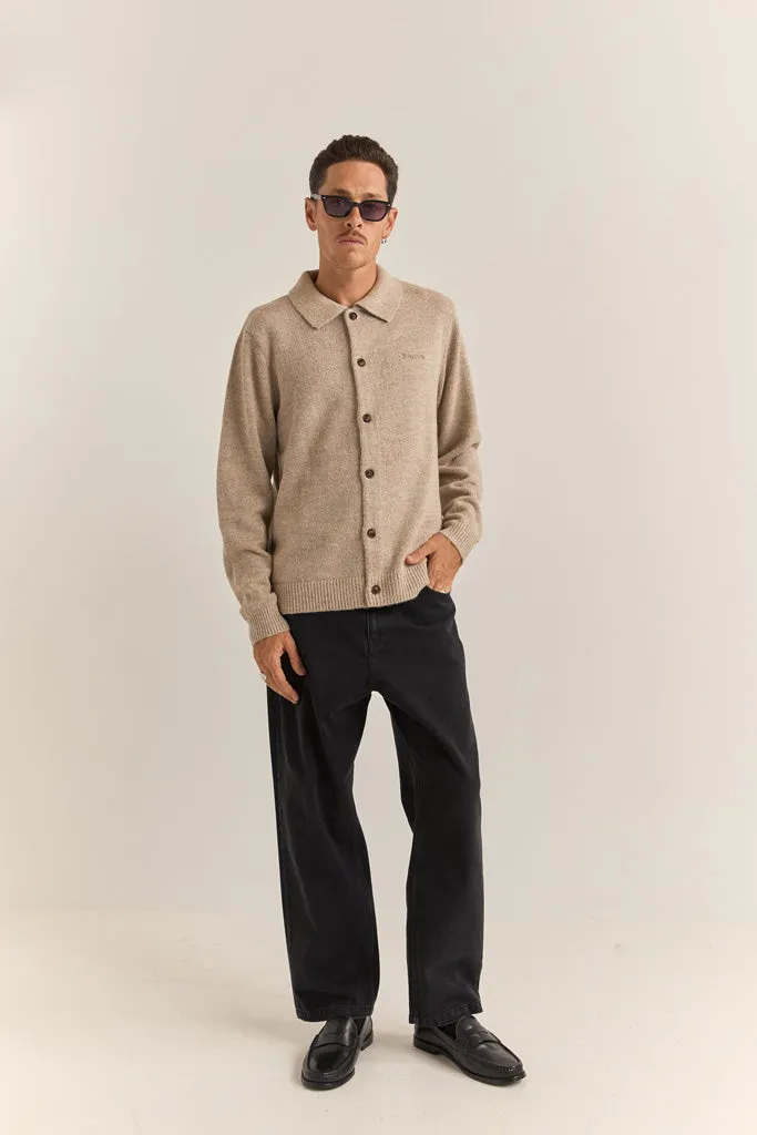 Men's Mohair Button-Up Knit - Natural