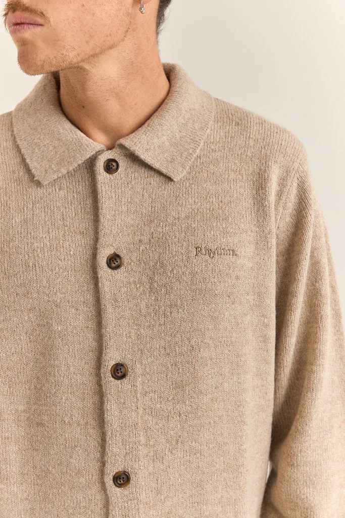 Men's Mohair Button-Up Knit - Natural