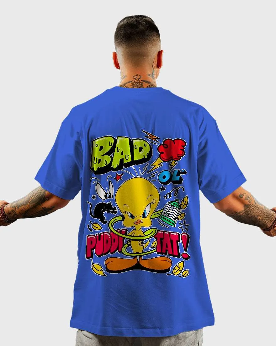 Mens Oversized Tshirt Cartoon Loony Tunes Tweety