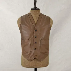 Men's Rock Style Brown Leather Biker Vest