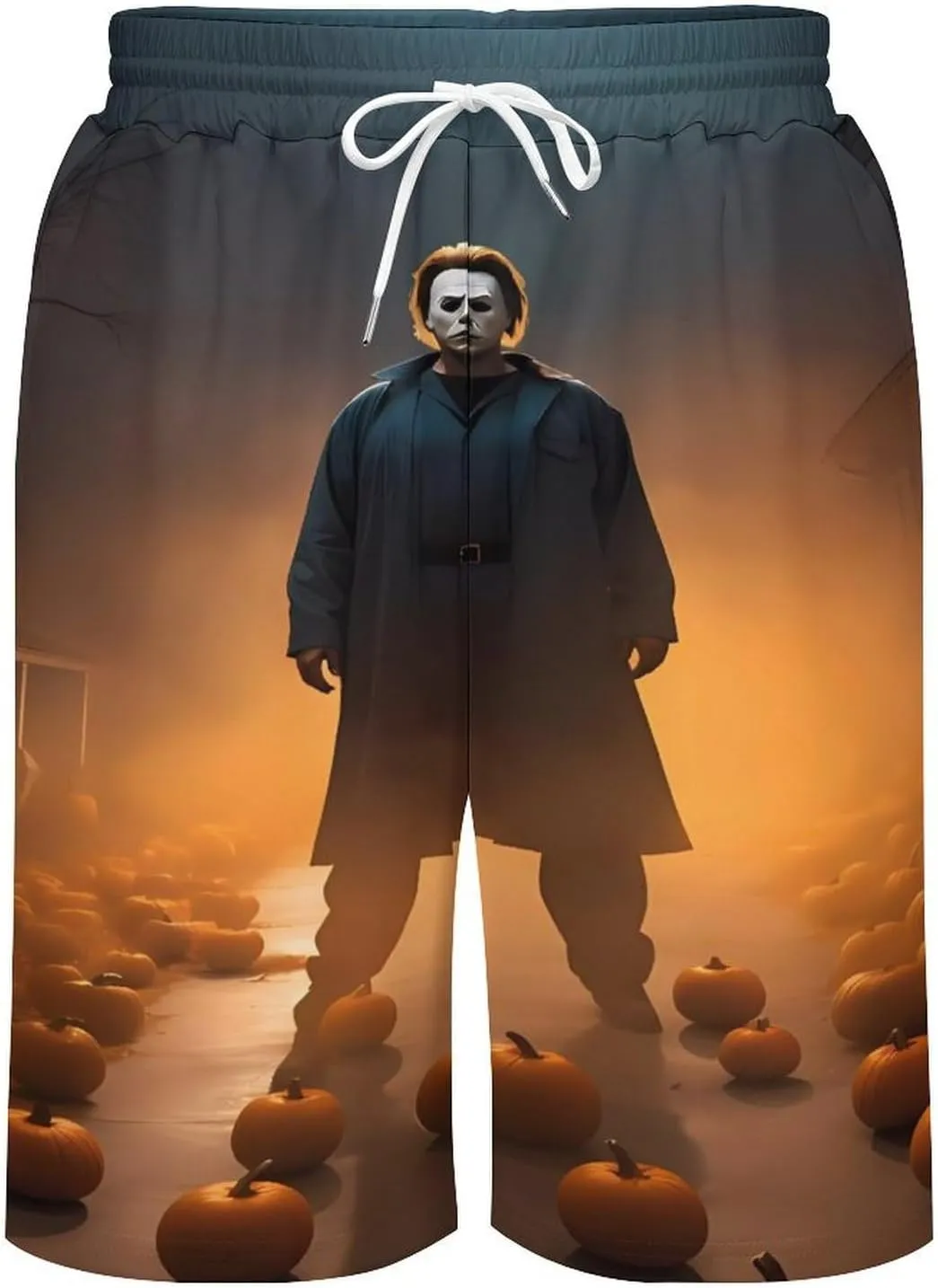 Men's Short Sweatpants Halloween Michael Myers Beachwear Hawaiian Short Pants Swimsuits Beach Shorts with Pockets