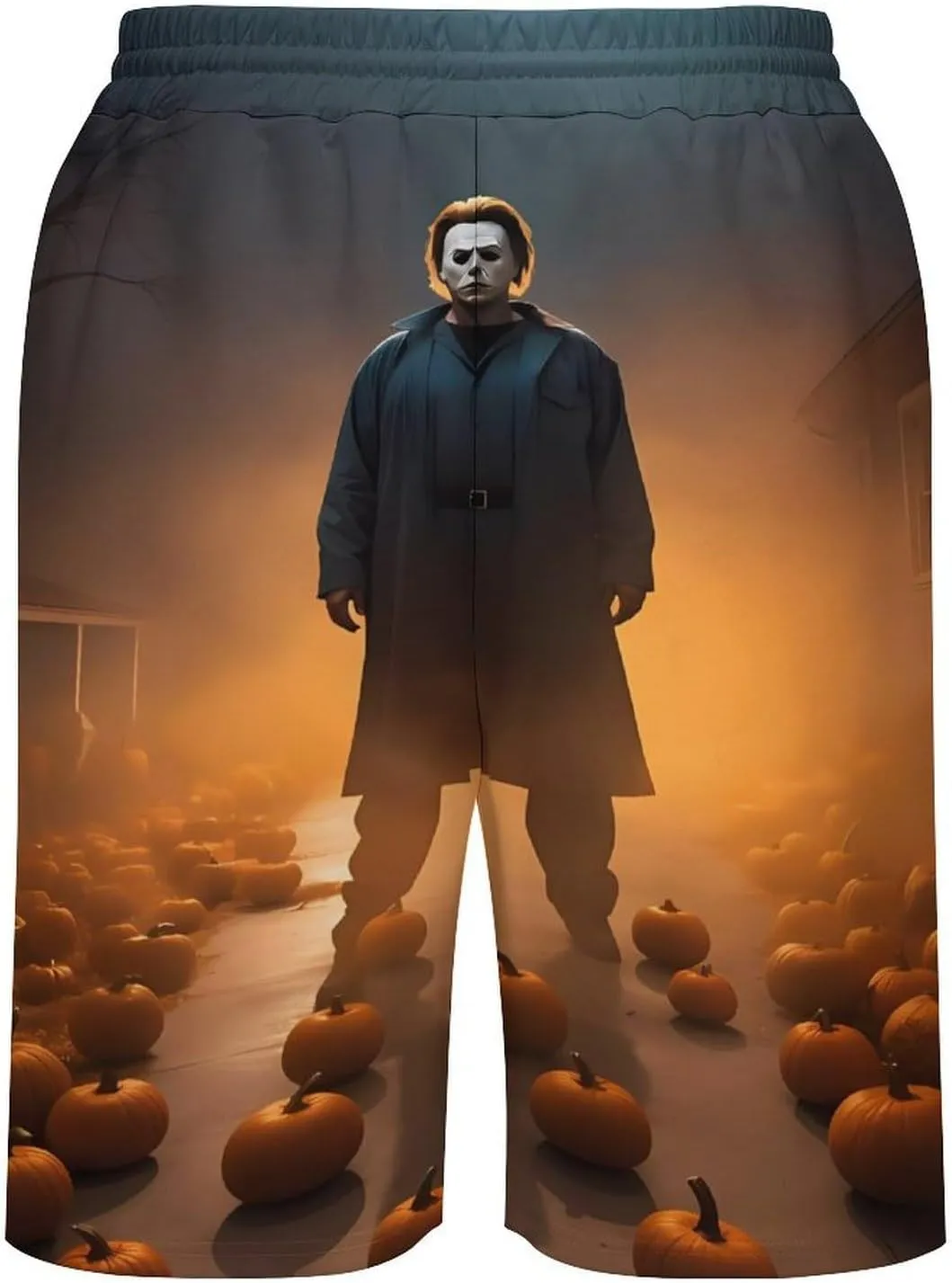 Men's Short Sweatpants Halloween Michael Myers Beachwear Hawaiian Short Pants Swimsuits Beach Shorts with Pockets