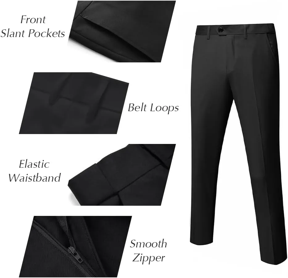 Men's Slim Fit Suit Set 3 Piece Suits for Men Regular Fit Solid Blazer for Business Wedding Prom with a Tie