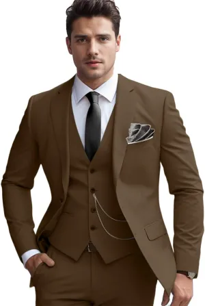 Men's Slim Fit Suit Set 3 Piece Suits for Men Regular Fit Solid Blazer for Business Wedding Prom with a Tie