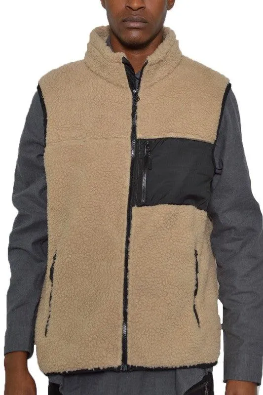 Mens Soft Padded Sherpa Fleece Vests