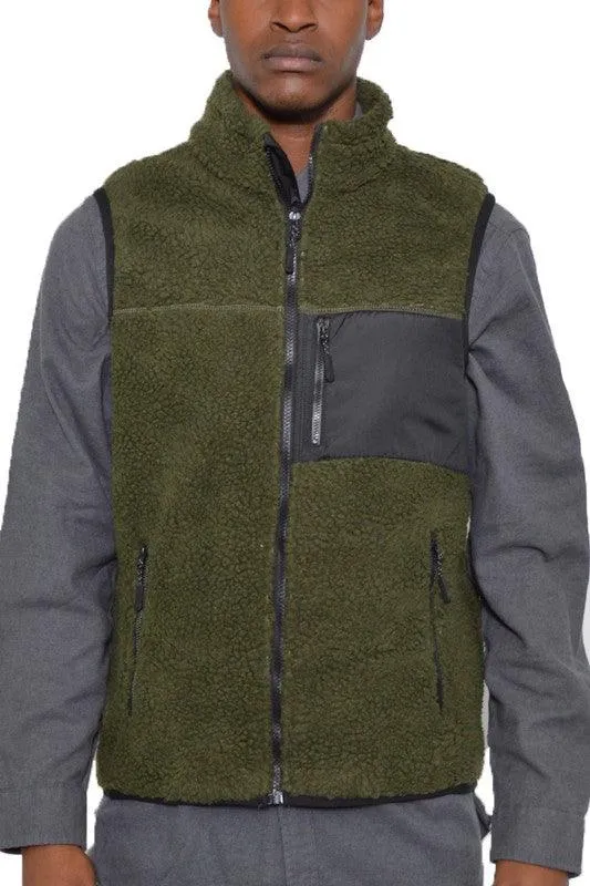 Mens Soft Padded Sherpa Fleece Vests