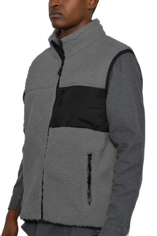 Mens Soft Padded Sherpa Fleece Vests
