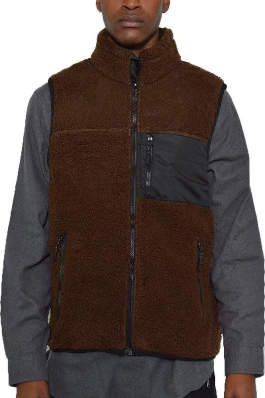 Mens Soft Padded Sherpa Fleece Vests