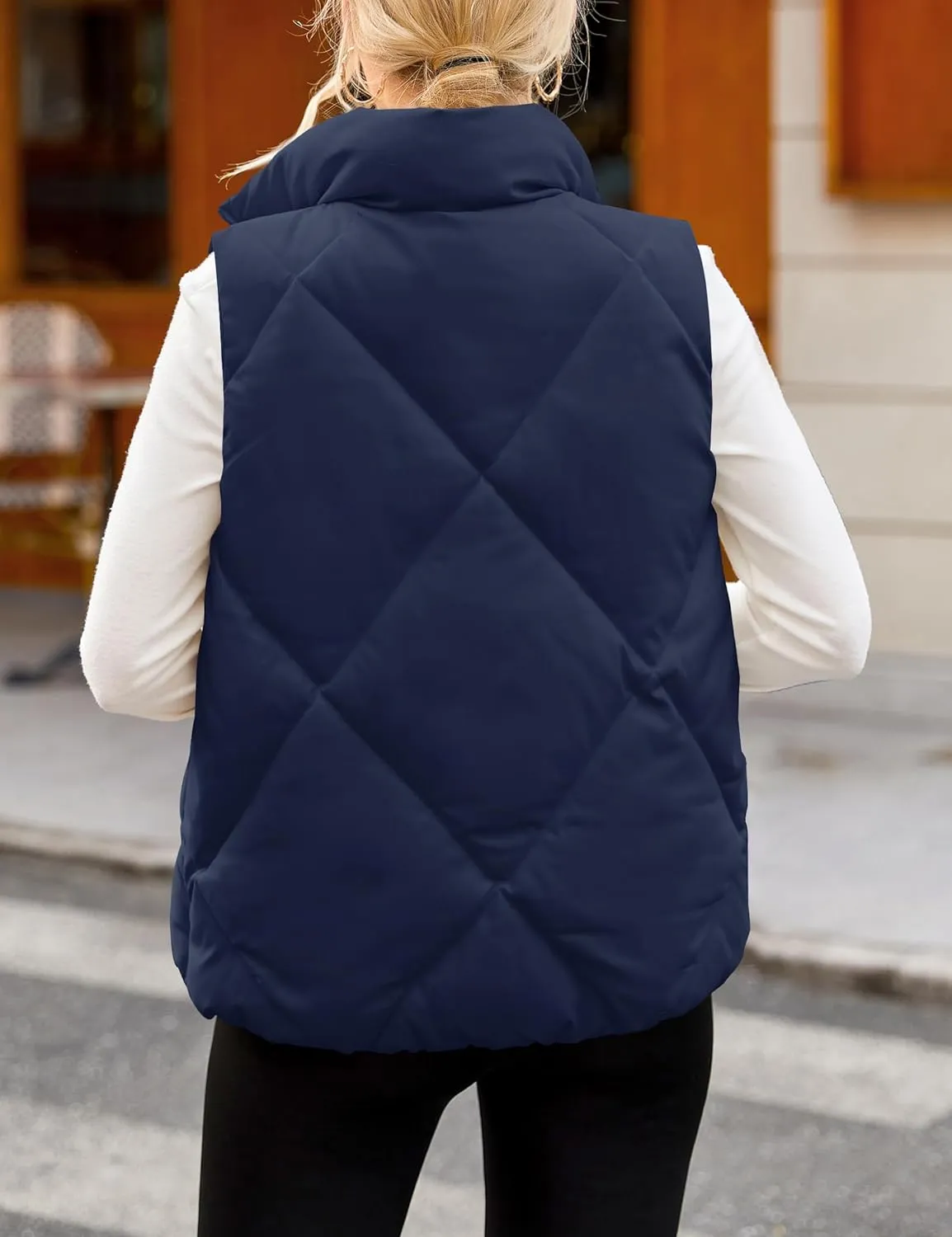 MEROKEETY Womens 2025 Puffer Vest Sleeveless Zip Up Quilted Coat Stand Collar Gilet Jacket With Pockets