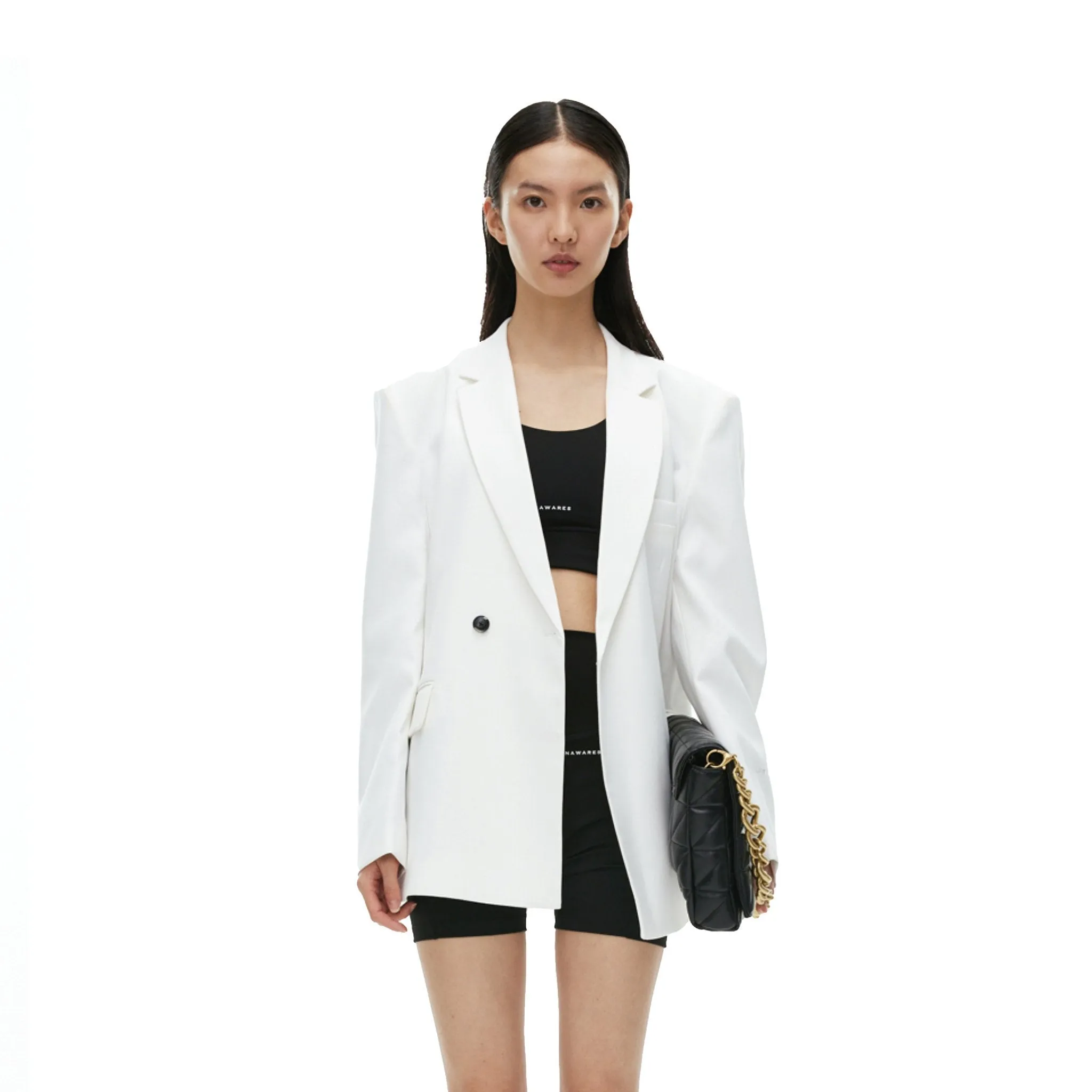 Metal Chain Classic Double Breasted Suit White