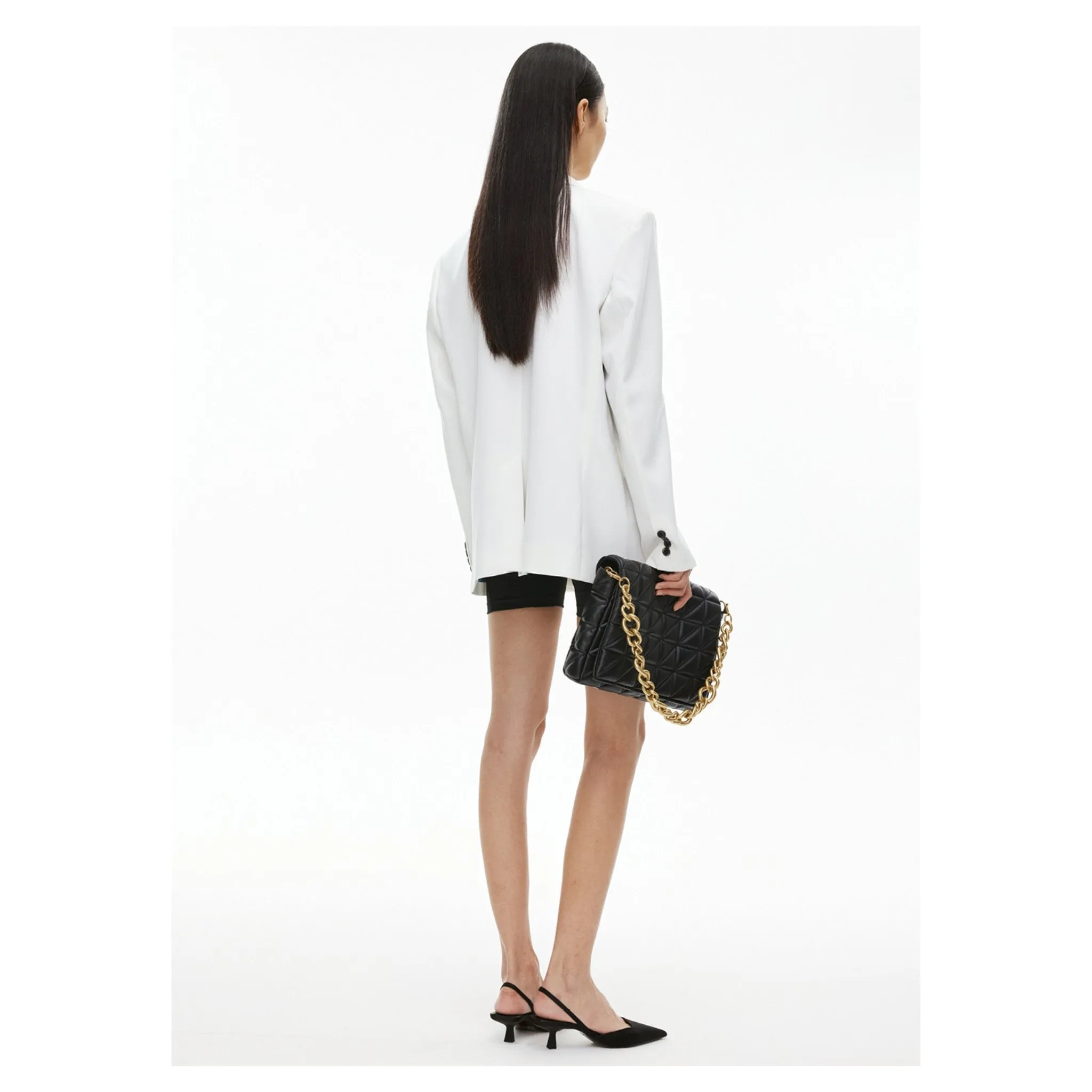 Metal Chain Classic Double Breasted Suit White