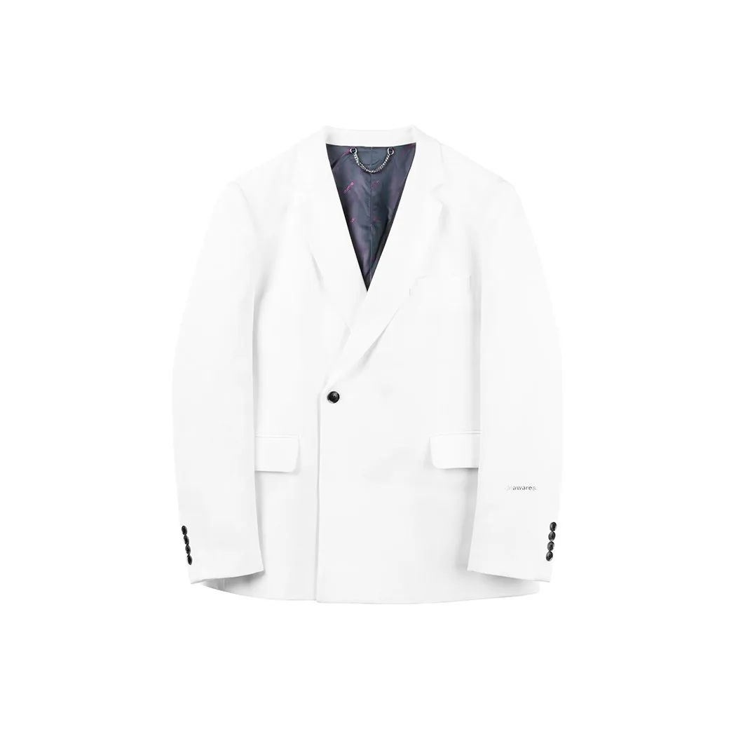Metal Chain Classic Double Breasted Suit White