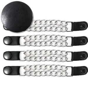 Milwaukee Leather Black Medallion Vest Extender - Double Chrome Chains