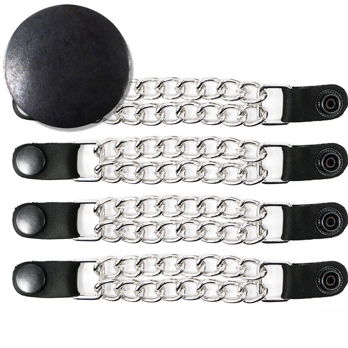 Milwaukee Leather Black Medallion Vest Extender - Double Chrome Chains