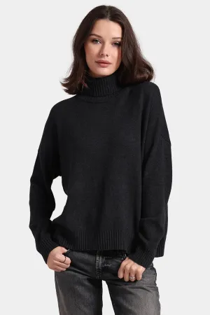 Minnie Rose Cotton Cashmere Boxy Turtleneck
