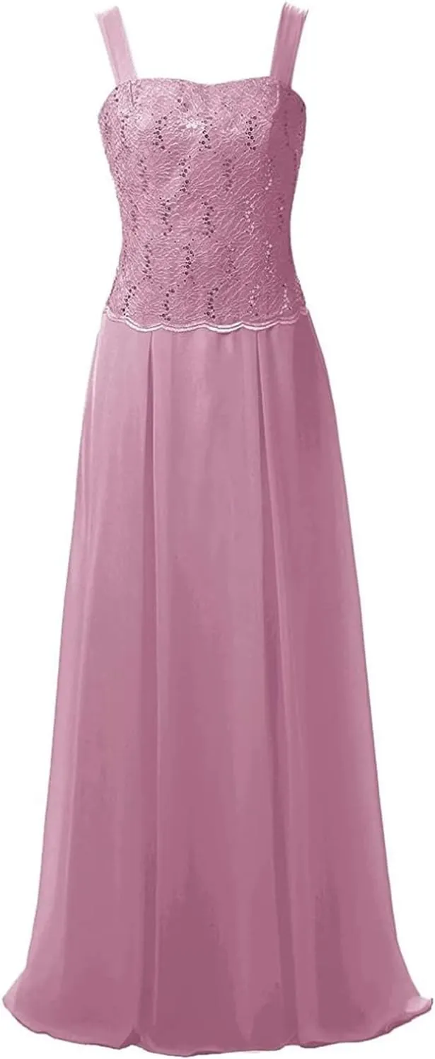 Mother of The Bride Dresess with Jacket Lace Wedding Guest Dresses for Women Chiffon Evening Gown Long Sleeve