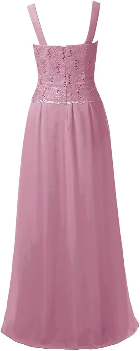 Mother of The Bride Dresess with Jacket Lace Wedding Guest Dresses for Women Chiffon Evening Gown Long Sleeve