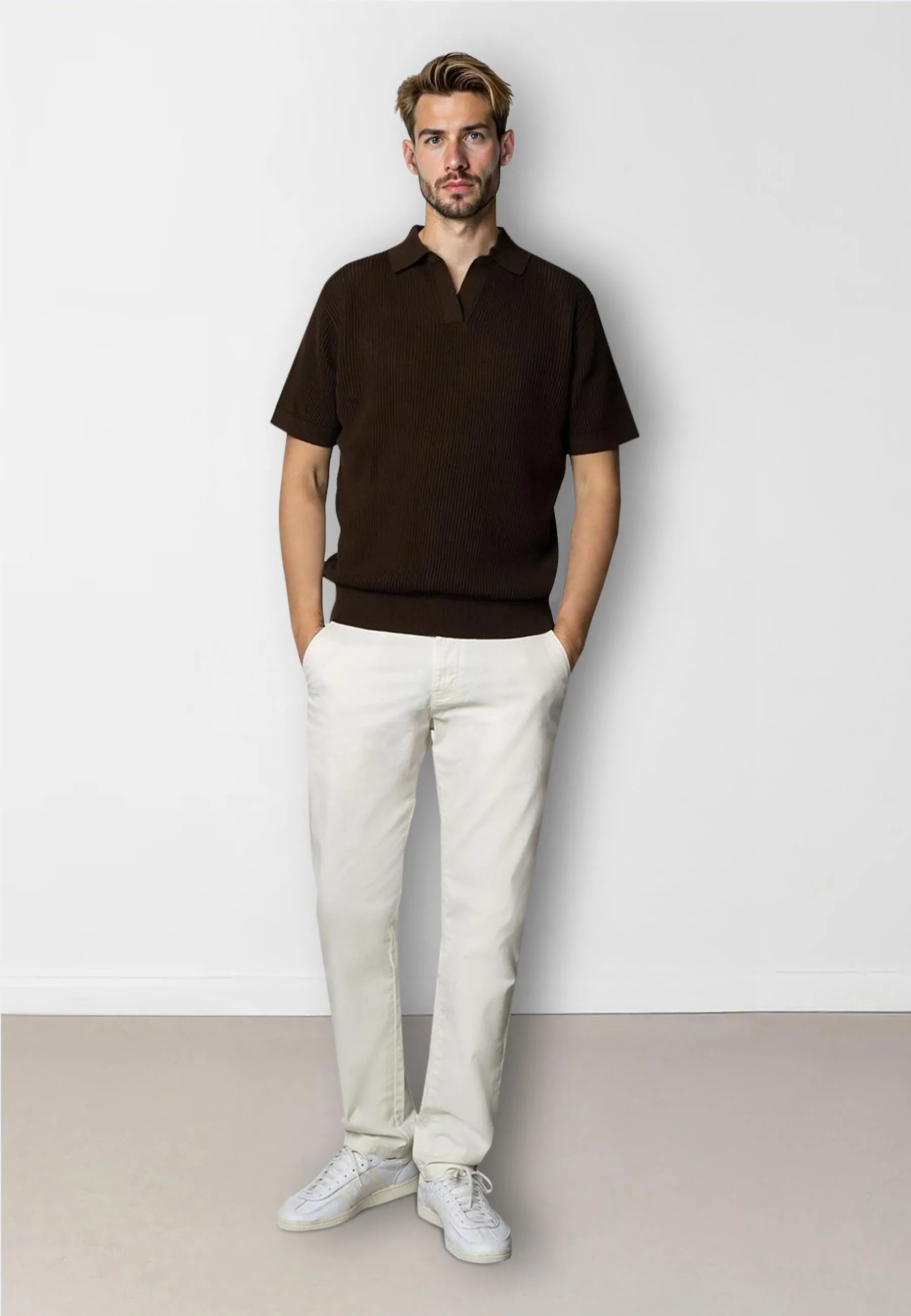 Oliver knitted polo - Dark Brown