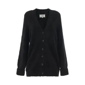 Oversized Piled Knit Cardigan in Black