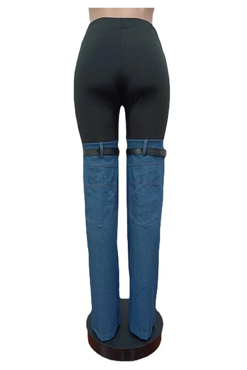 PF610 Patchwork High Waist Pants
