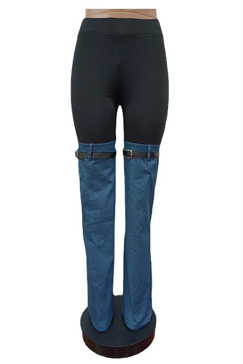 PF610 Patchwork High Waist Pants