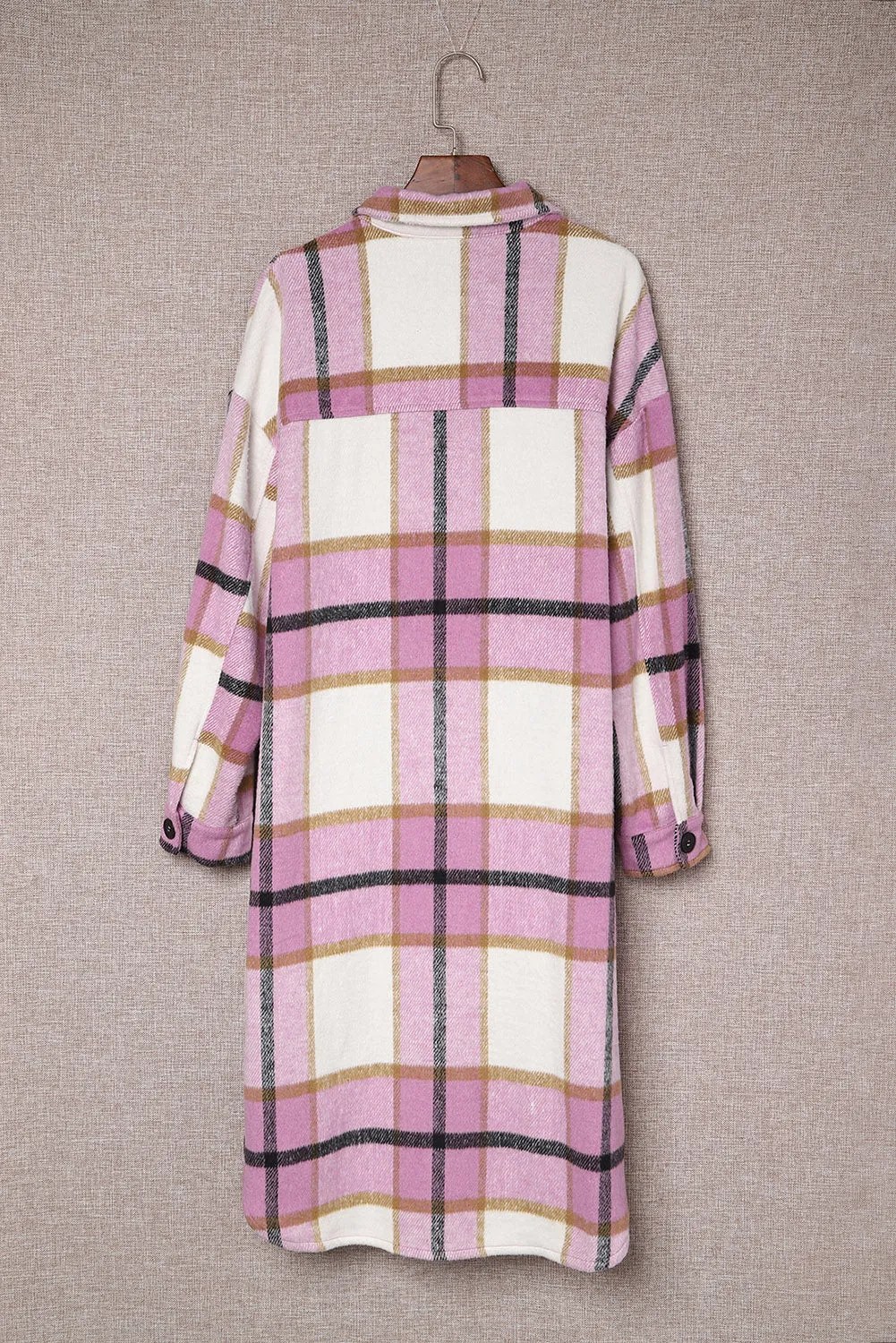 Plaid Print Long Shirt Jacket