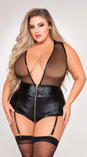 Plus Size Domme Chic Garter Teddy