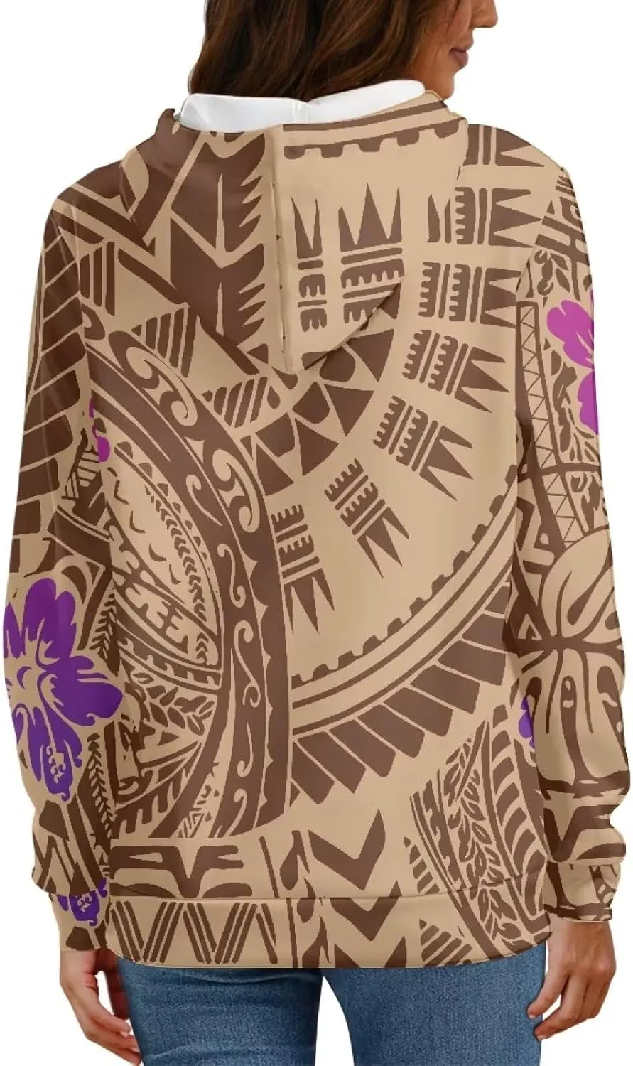 Polynesian Tribal Clothing Samoan Fijian Tapa Floral Print Hoodies Custom Women's Hoodies Sweatshirt for Women