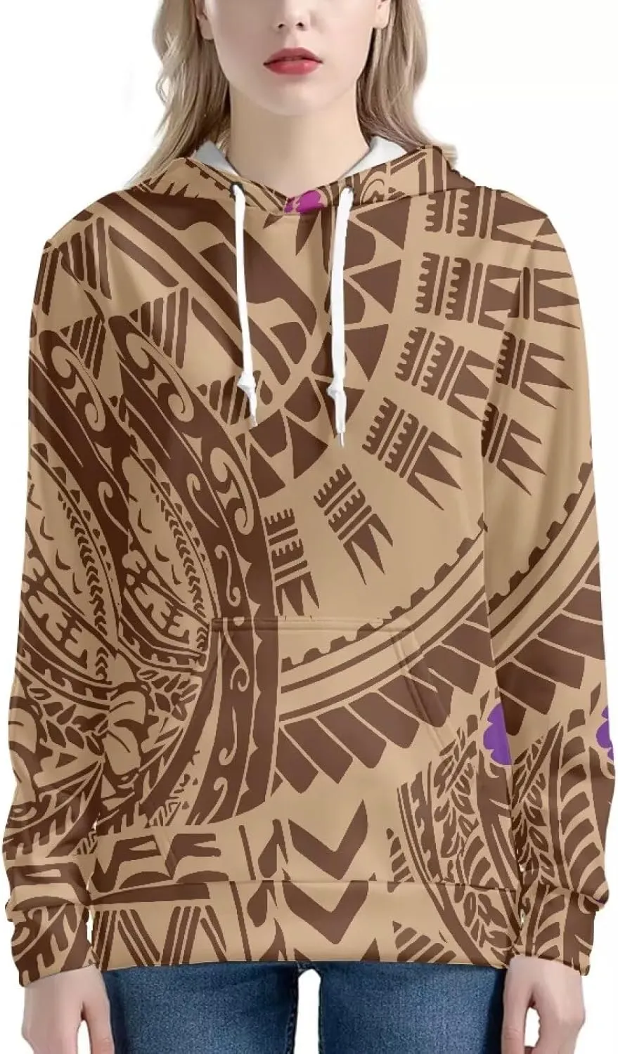 Polynesian Tribal Clothing Samoan Fijian Tapa Floral Print Hoodies Custom Women's Hoodies Sweatshirt for Women