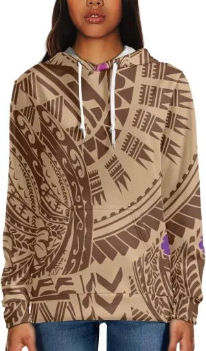 Polynesian Tribal Clothing Samoan Fijian Tapa Floral Print Hoodies Custom Women's Hoodies Sweatshirt for Women