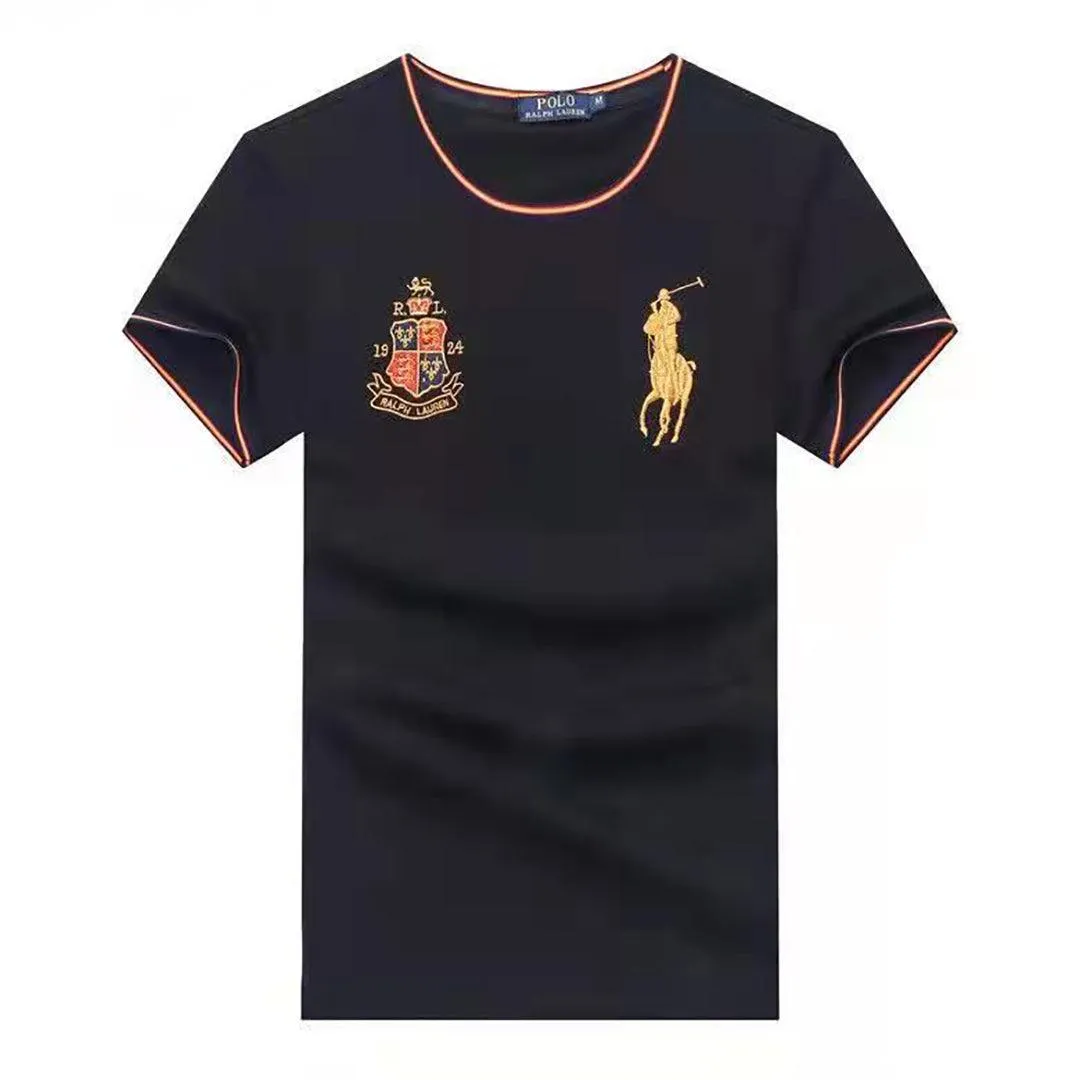 PRL Custom Fit Horseman Logo Designed Cotton T-shirt - Black
