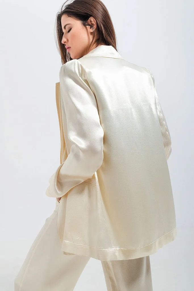 Q2 - Original Satin Blazer in Cream