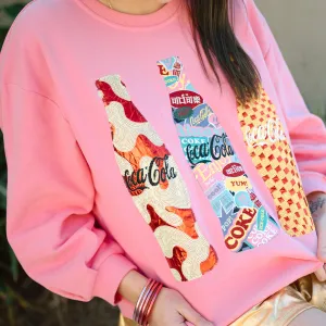 QOS Groovy Coke Bottle Sweatshirt • Pink