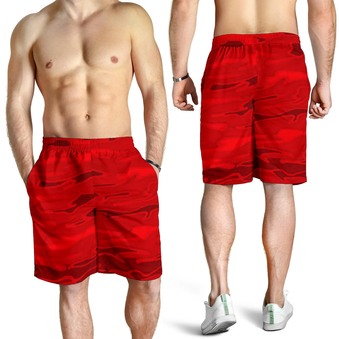 Red Camouflage Mens Shorts