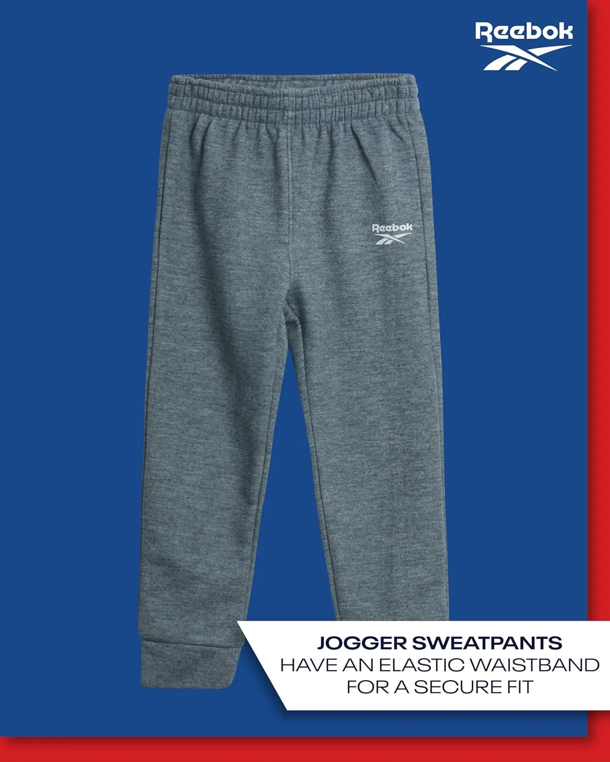 Reebok Baby Boys' Sweatsuit Set - 2 Piece Playwear Fleece Hoodie and Jogger Pants (12M-7)