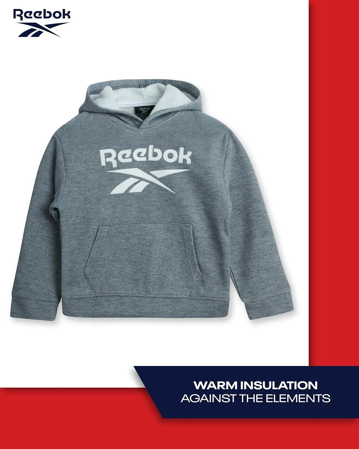 Reebok Baby Boys' Sweatsuit Set - 2 Piece Playwear Fleece Hoodie and Jogger Pants (12M-7)