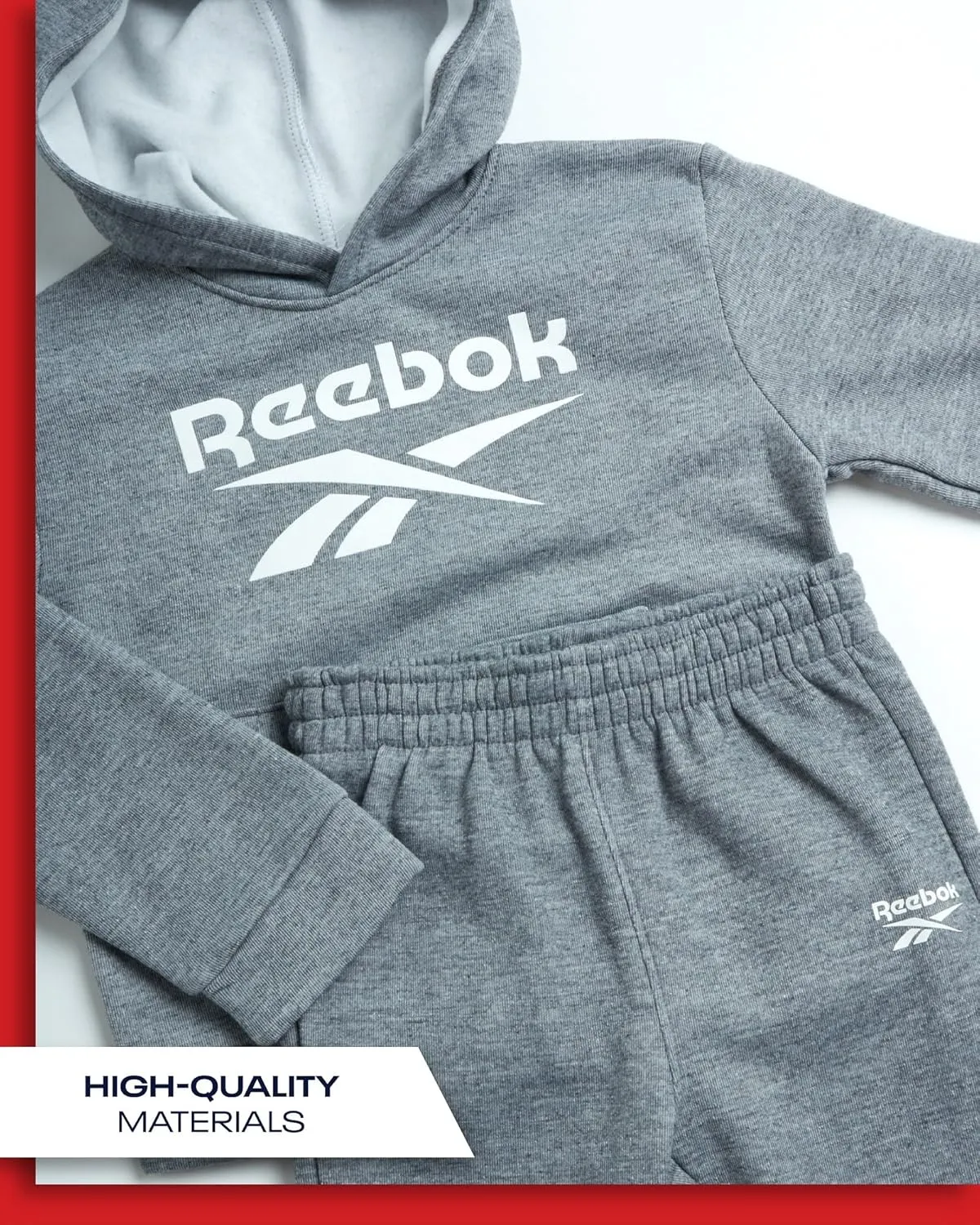 Reebok Baby Boys' Sweatsuit Set - 2 Piece Playwear Fleece Hoodie and Jogger Pants (12M-7)