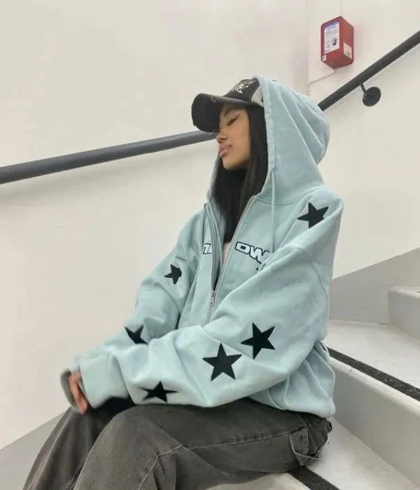 Retro Solid Oversize Harajuku Long Comfortable Hooded Zip Up Hoodie