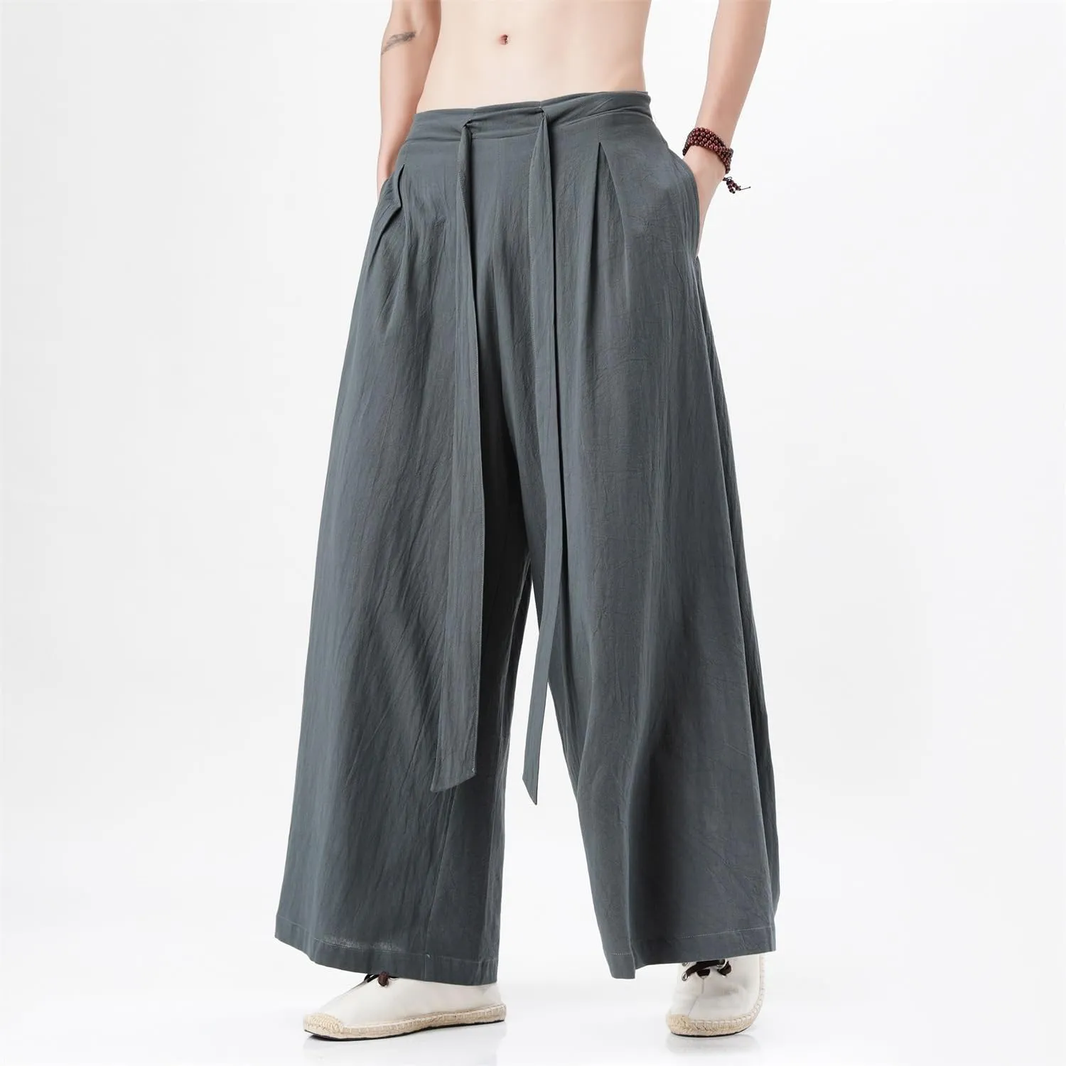 Seidarise Men's Wide Leg Casual Harem Linen Japanese Yoga Harem Pants Hip hop Joggers Baggy