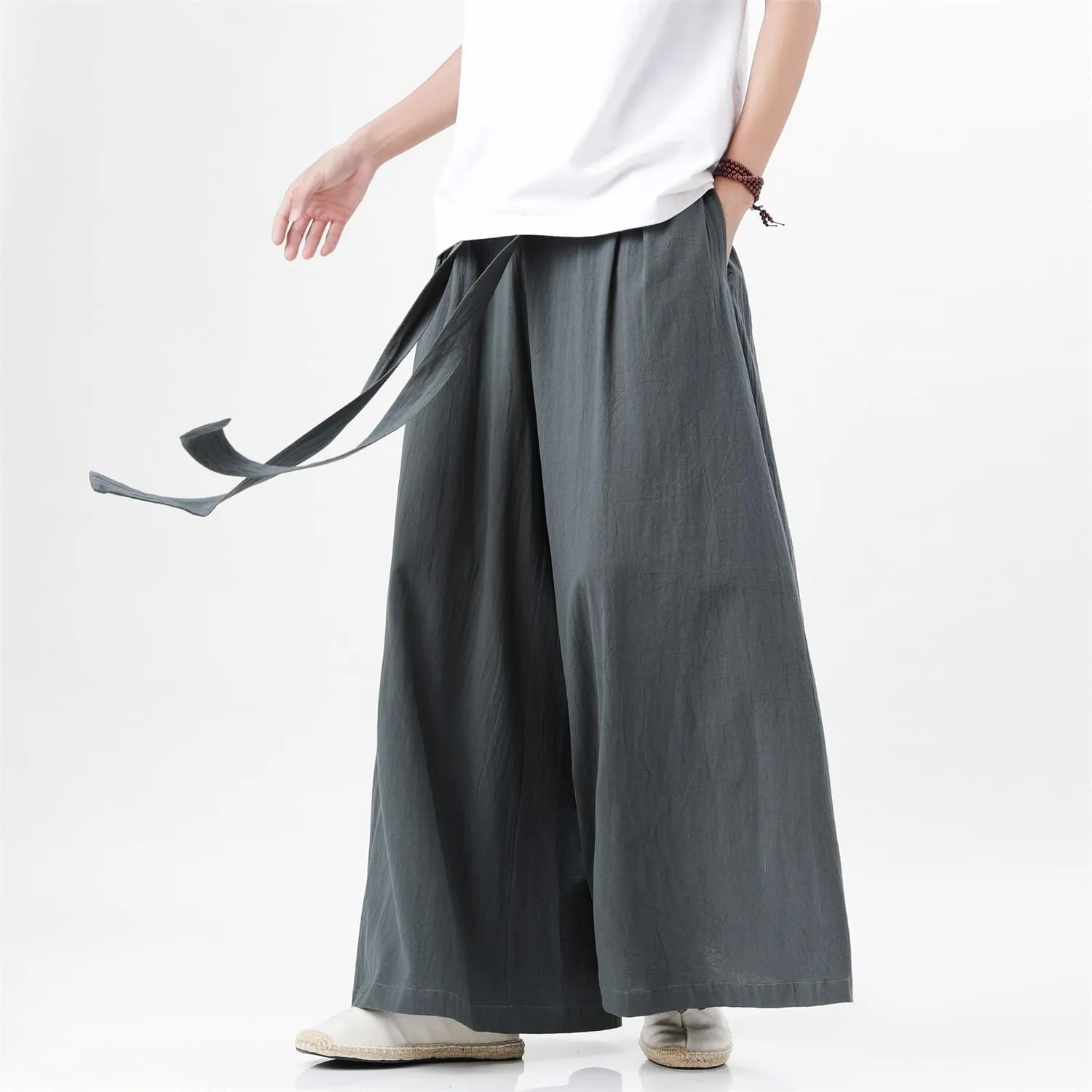Seidarise Men's Wide Leg Casual Harem Linen Japanese Yoga Harem Pants Hip hop Joggers Baggy