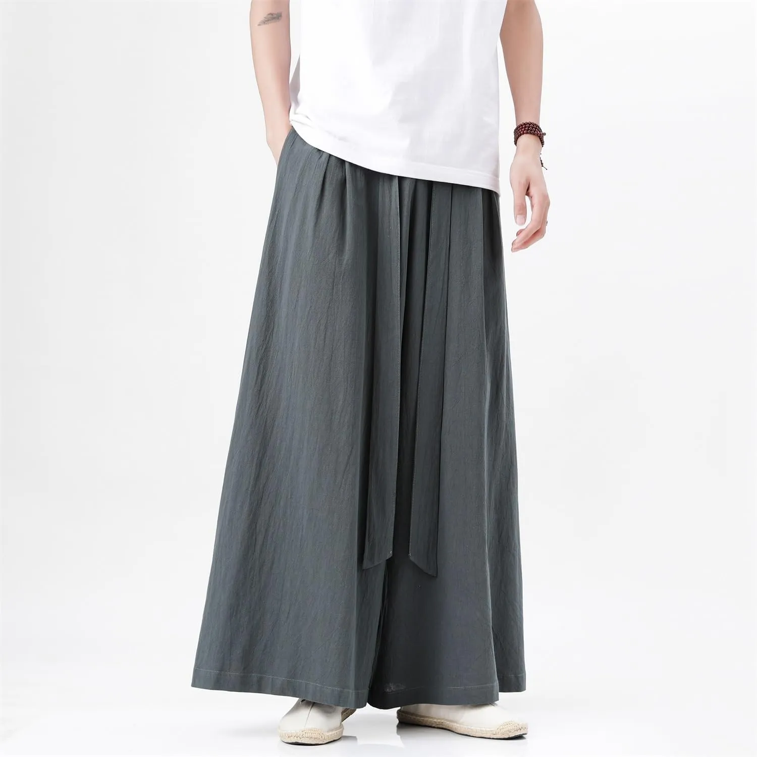 Seidarise Men's Wide Leg Casual Harem Linen Japanese Yoga Harem Pants Hip hop Joggers Baggy