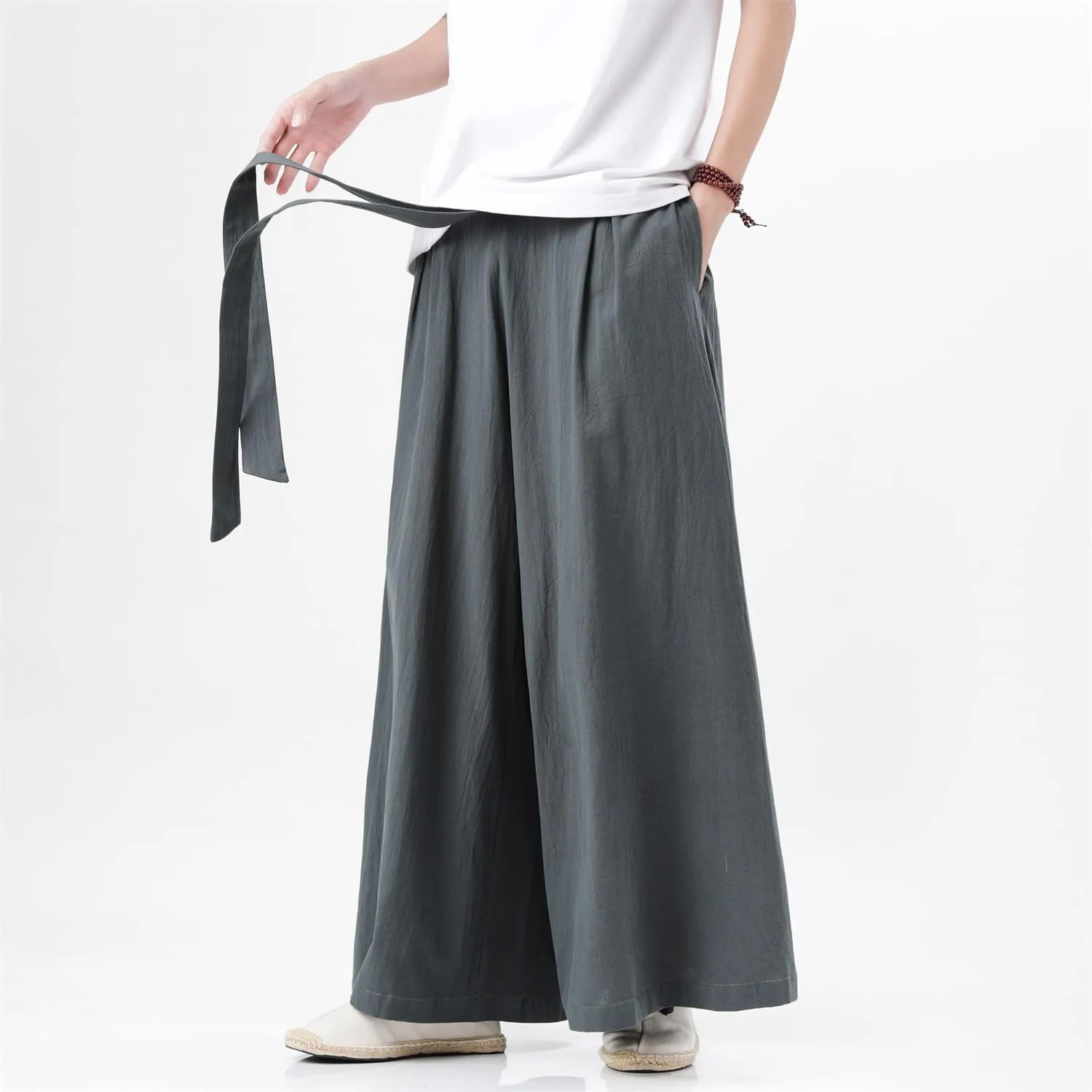Seidarise Men's Wide Leg Casual Harem Linen Japanese Yoga Harem Pants Hip hop Joggers Baggy