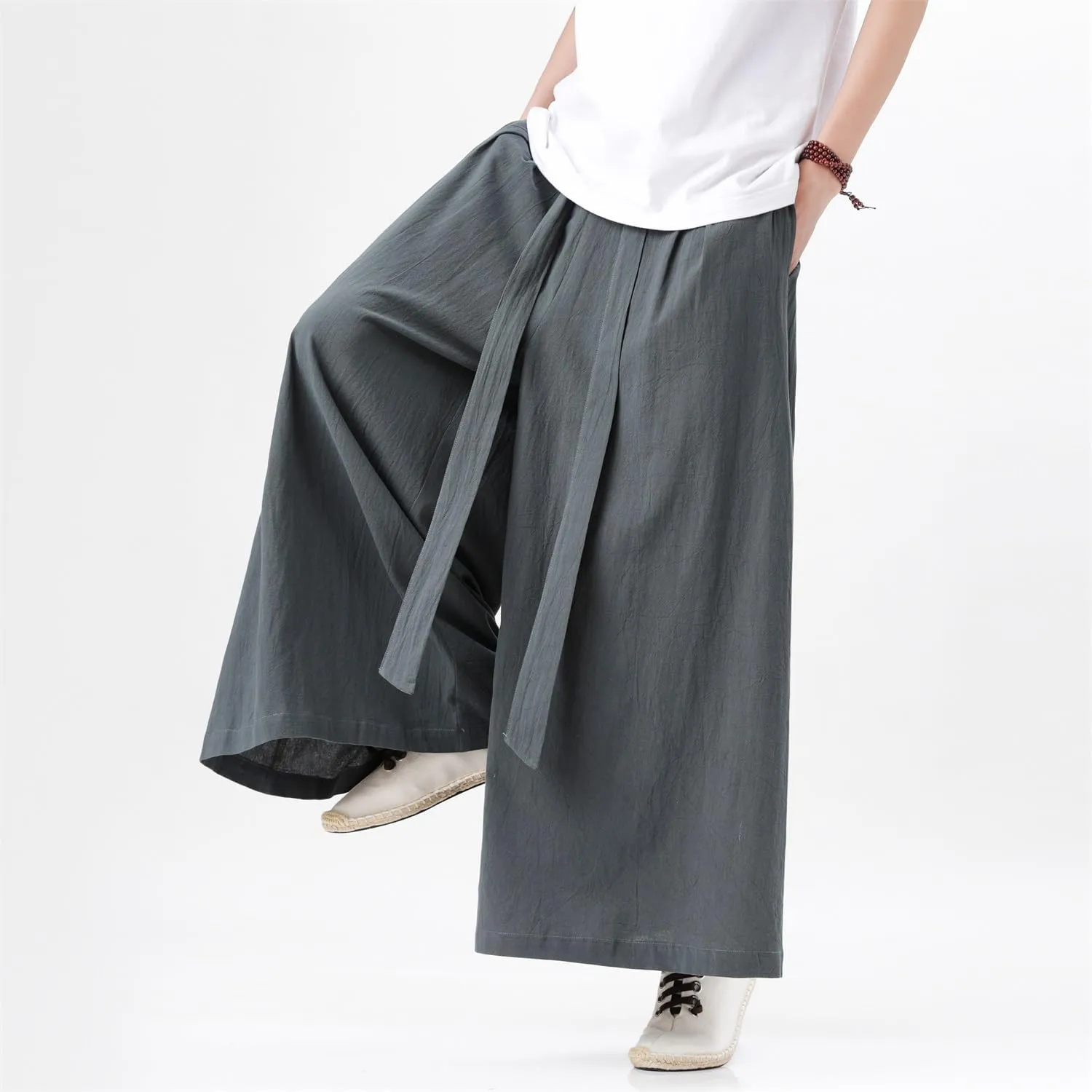 Seidarise Men's Wide Leg Casual Harem Linen Japanese Yoga Harem Pants Hip hop Joggers Baggy