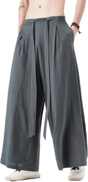 Seidarise Men's Wide Leg Casual Harem Linen Japanese Yoga Harem Pants Hip hop Joggers Baggy