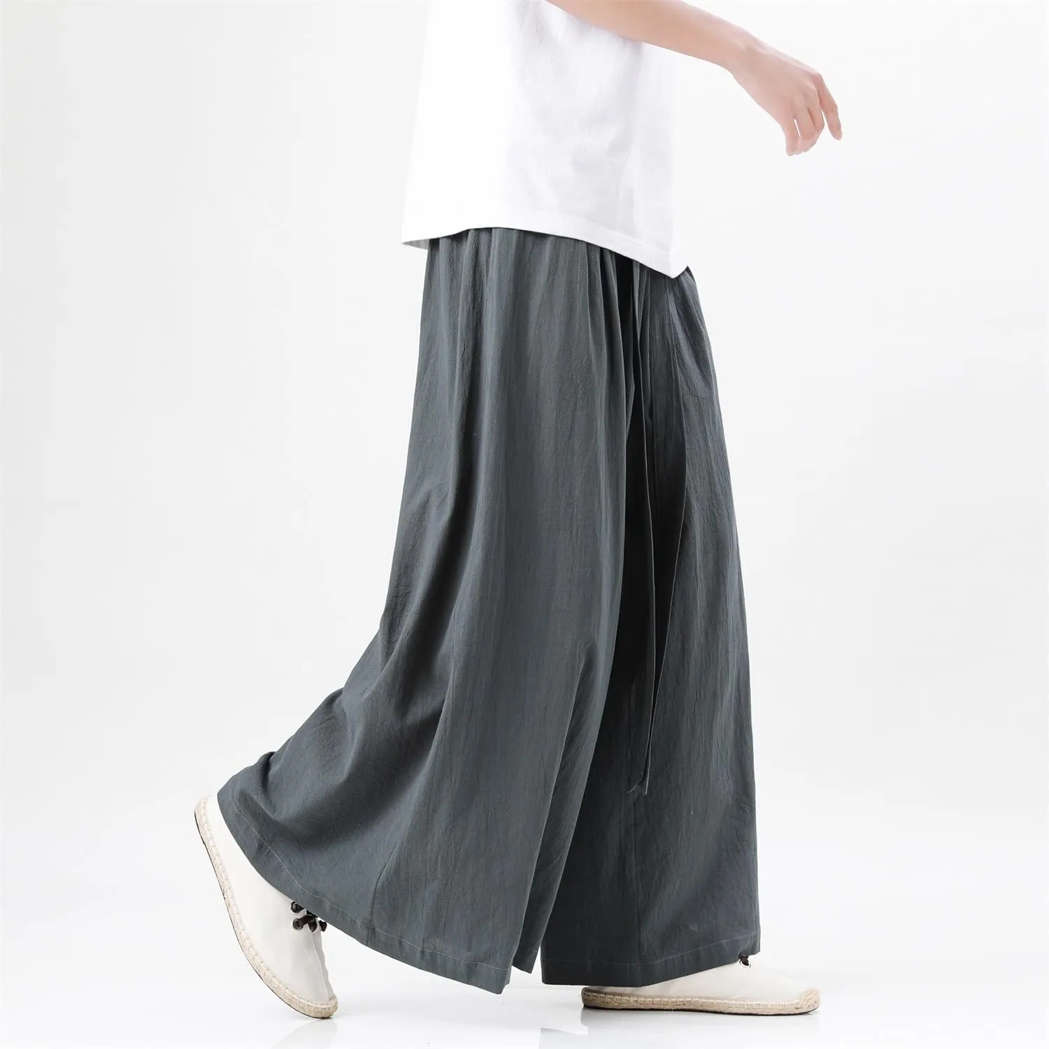 Seidarise Men's Wide Leg Casual Harem Linen Japanese Yoga Harem Pants Hip hop Joggers Baggy