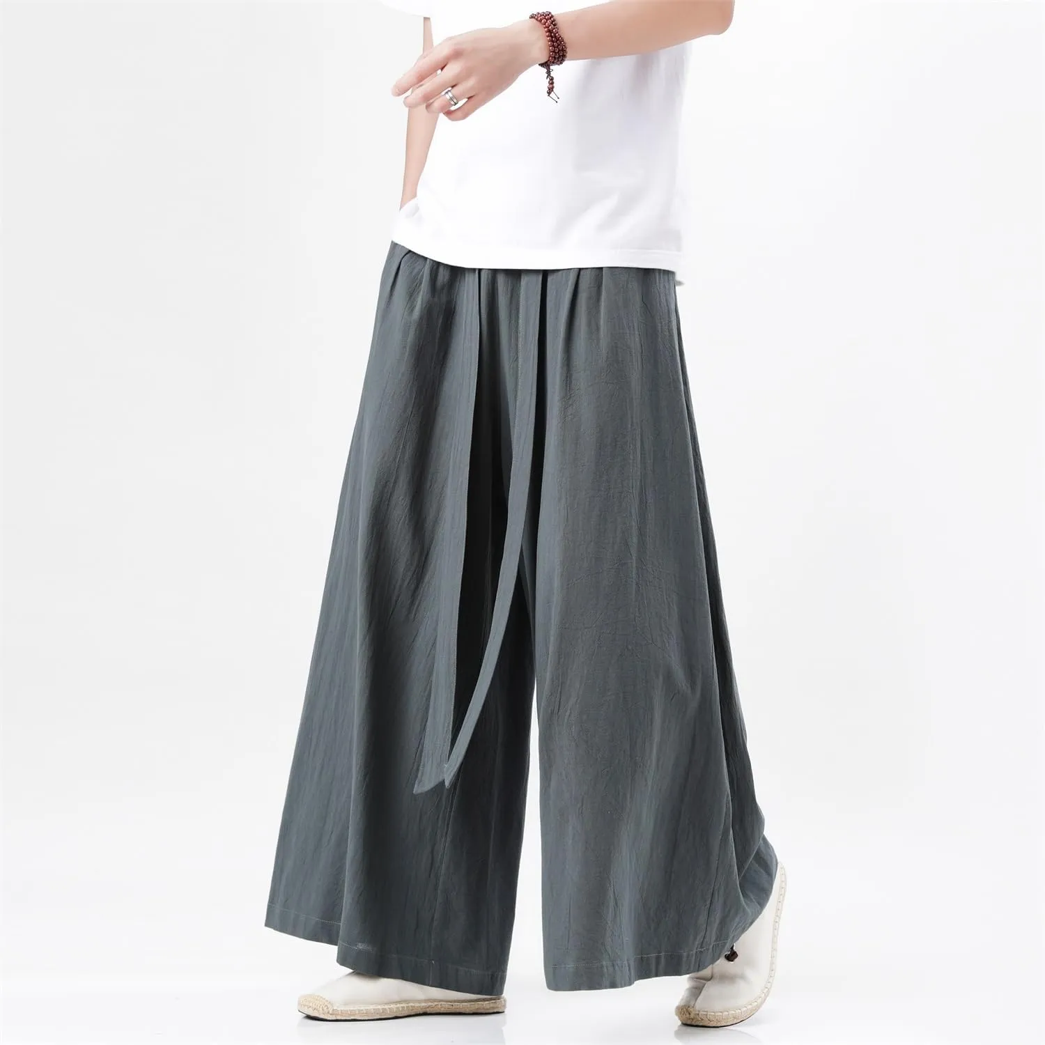 Seidarise Men's Wide Leg Casual Harem Linen Japanese Yoga Harem Pants Hip hop Joggers Baggy